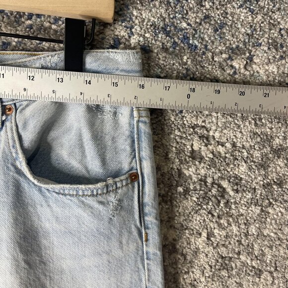 Zara Jeans Womens 10 Light Wash Distressed Straight Leg Raw Hem High Rise - Picture 2 of 11